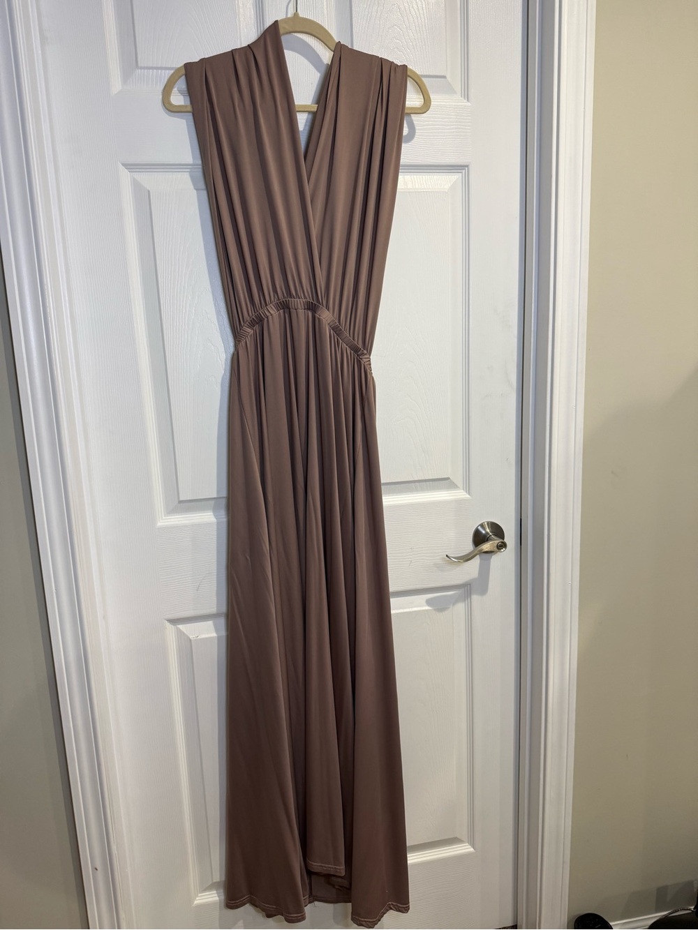 Multi Way Bandage Maxi Dress in Taupe